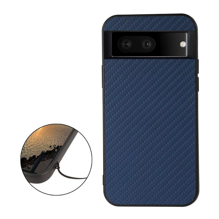 For Google Pixel 7 Accurate Hole Carbon Fiber Texture PU Phone Case(Blue)