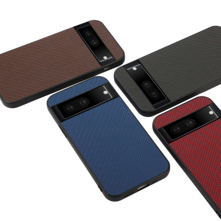 For Google Pixel 7 Accurate Hole Carbon Fiber Texture PU Phone Case(Blue)