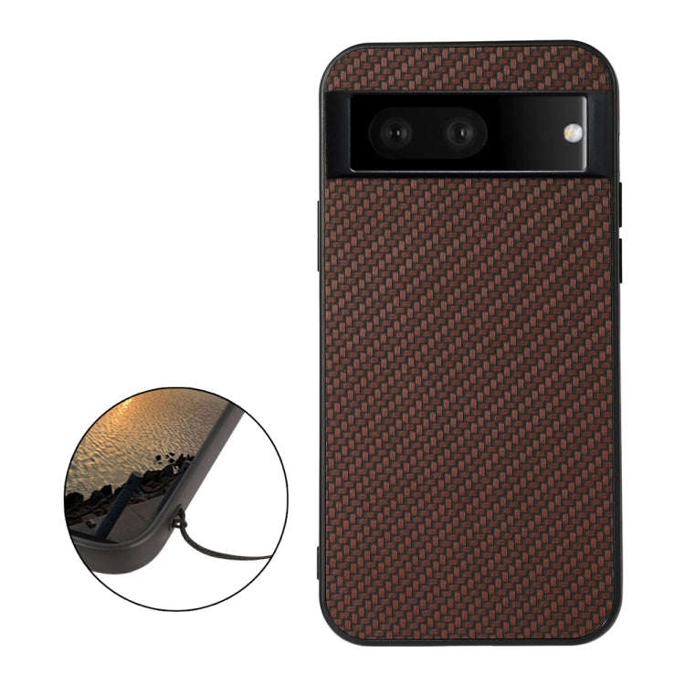 For Google Pixel 7 Accurate Hole Carbon Fiber Texture PU Phone Case(Brown)