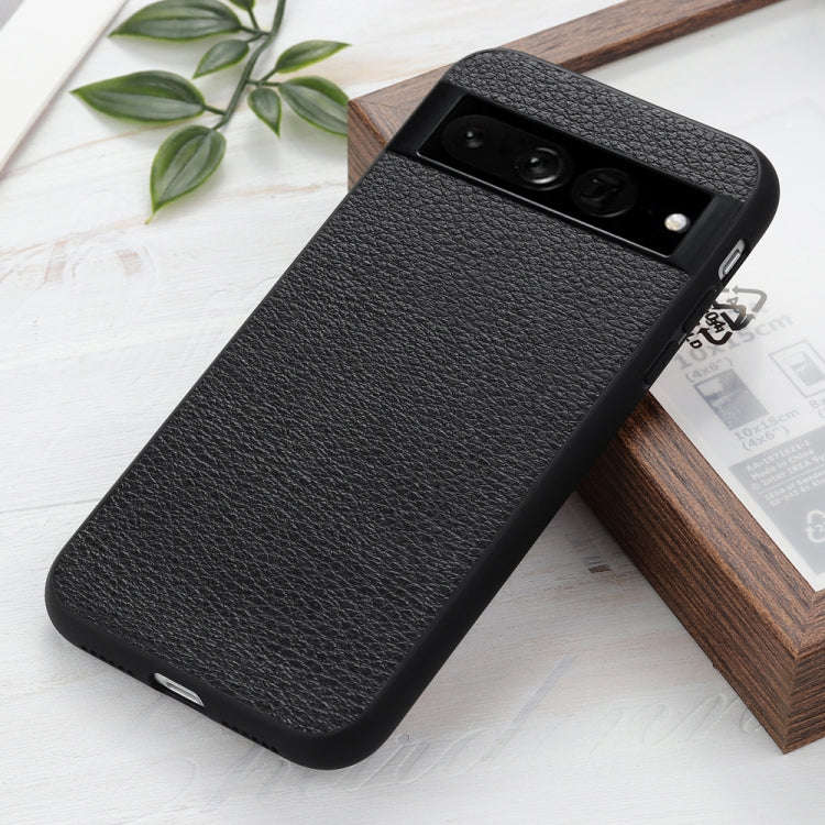 For Google Pixel 7 Pro Accurate Hole Litchi Texture Genuine Leather Phone Case(Black)