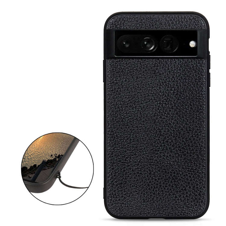 For Google Pixel 7 Pro Accurate Hole Litchi Texture Genuine Leather Phone Case(Black)