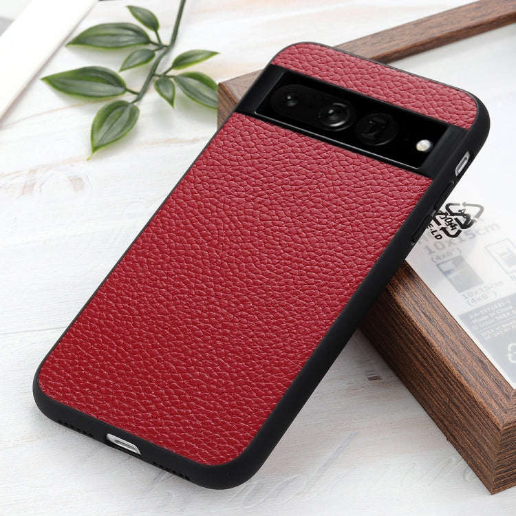 For Google Pixel 7 Pro Accurate Hole Litchi Texture Genuine Leather Phone Case(Red)