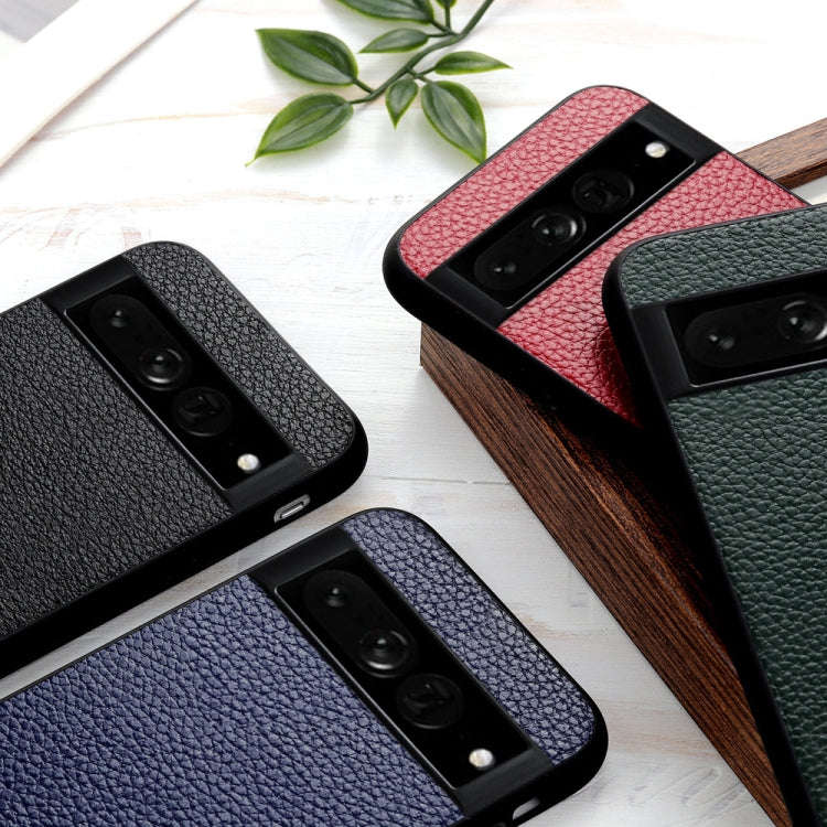 For Google Pixel 7 Pro Accurate Hole Litchi Texture Genuine Leather Phone Case(Red)