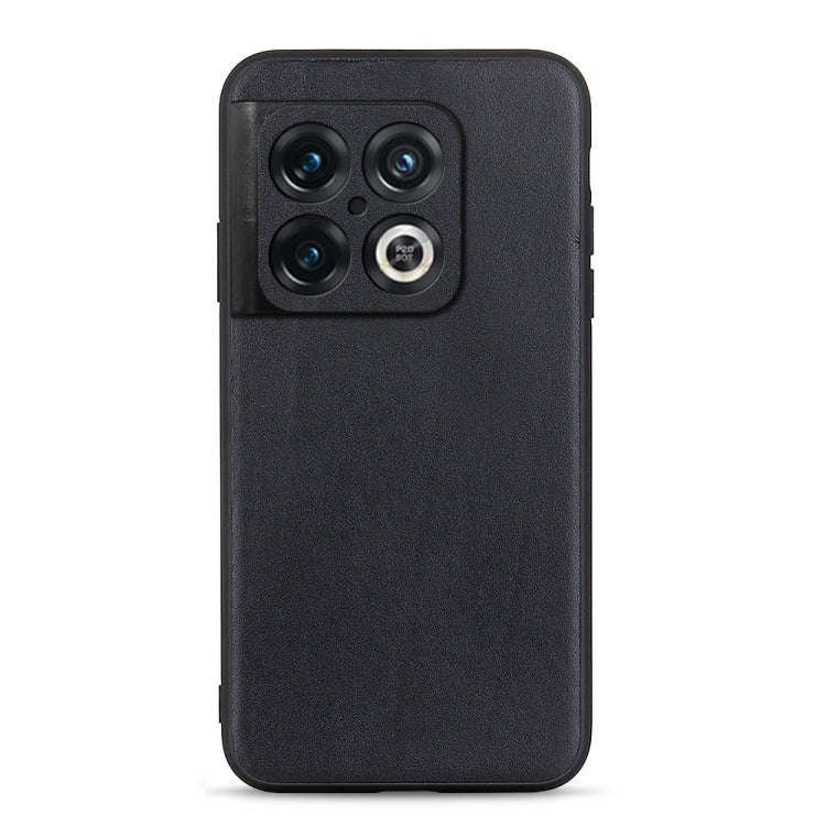 For OnePlus 10 Pro Accurate Hole Lambskin Texture Genuine Leather Phone Case(Black)