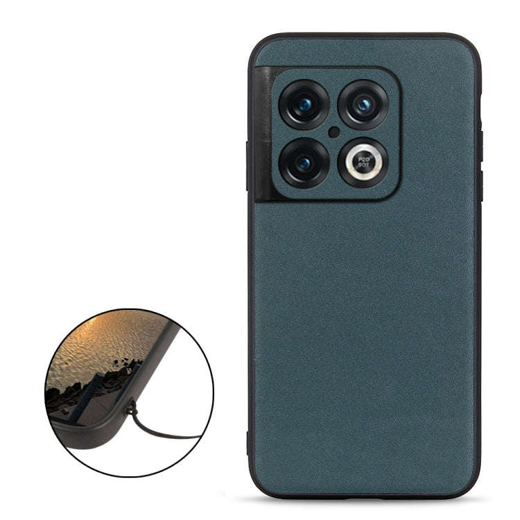 For OnePlus 10 Pro Accurate Hole Lambskin Texture Genuine Leather Phone Case(Green)