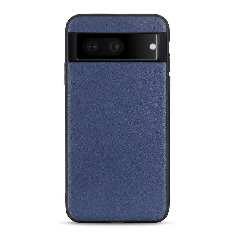For Google Pixel 7 Accurate Hole Lambskin Texture Genuine Leather Phone Case(Blue)