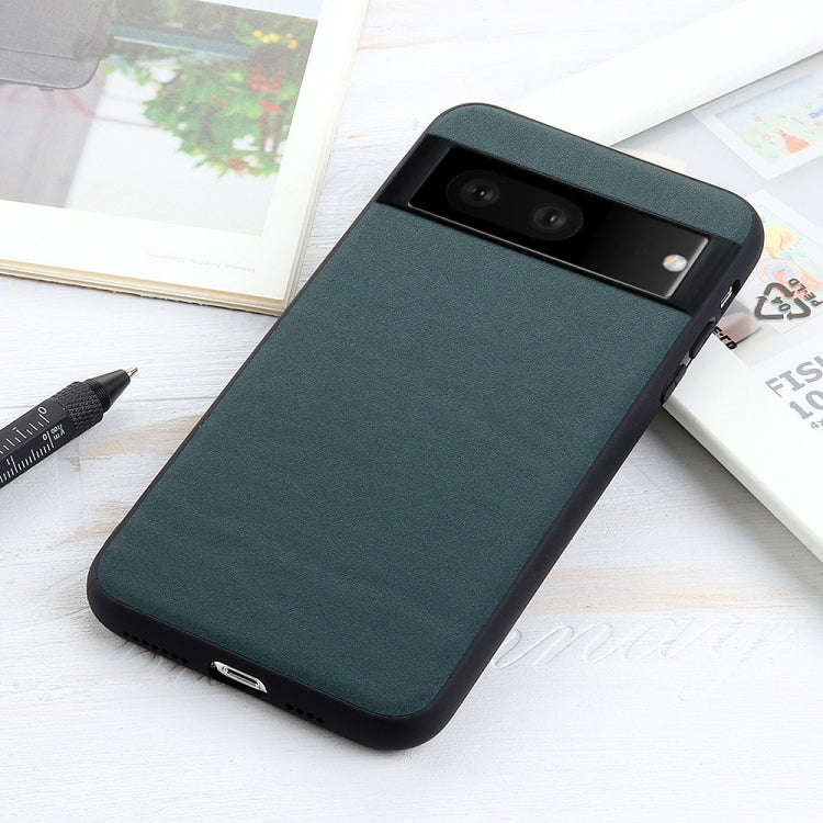 For Google Pixel 7 Accurate Hole Lambskin Texture Genuine Leather Phone Case(Green)