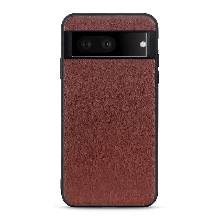 For Google Pixel 7 Accurate Hole Lambskin Texture Genuine Leather Phone Case(Brown)