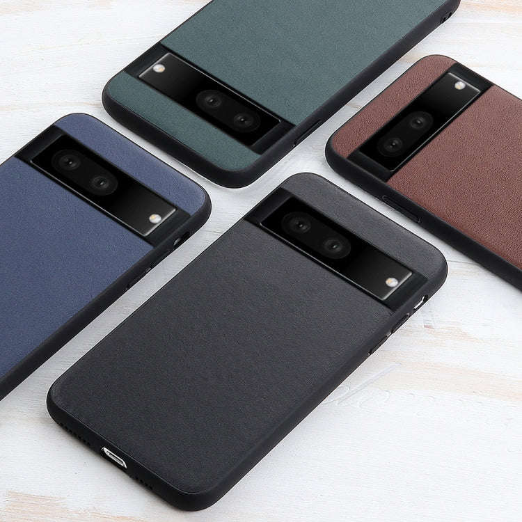For Google Pixel 7 Accurate Hole Lambskin Texture Genuine Leather Phone Case(Brown)
