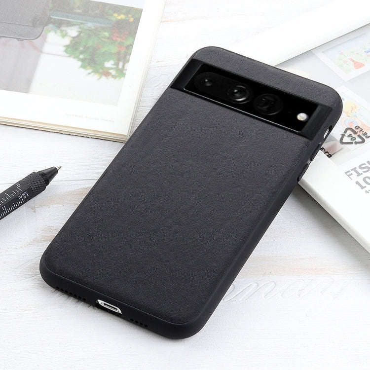 For Google Pixel 7 Pro Accurate Hole Lambskin Texture Genuine Leather Phone Case(Black)