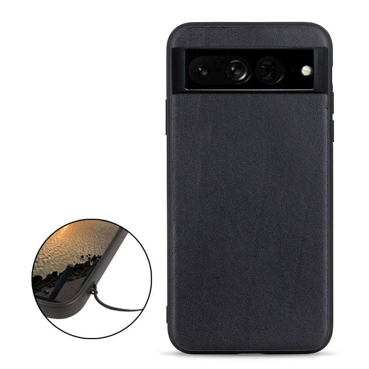 For Google Pixel 7 Pro Accurate Hole Lambskin Texture Genuine Leather Phone Case(Black)