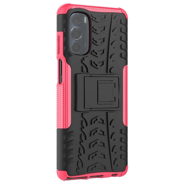 For Motorola Moto G Stylus 2022 4G Tire Texture TPU + PC Phone Case with Holder(Pink)