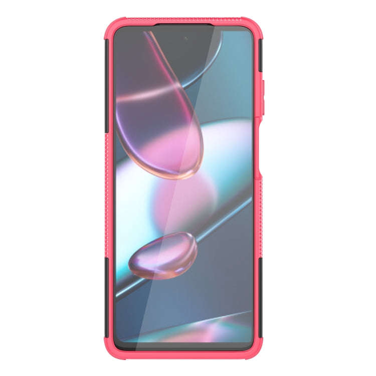 For Motorola Moto G Stylus 2022 4G Tire Texture TPU + PC Phone Case with Holder(Pink)
