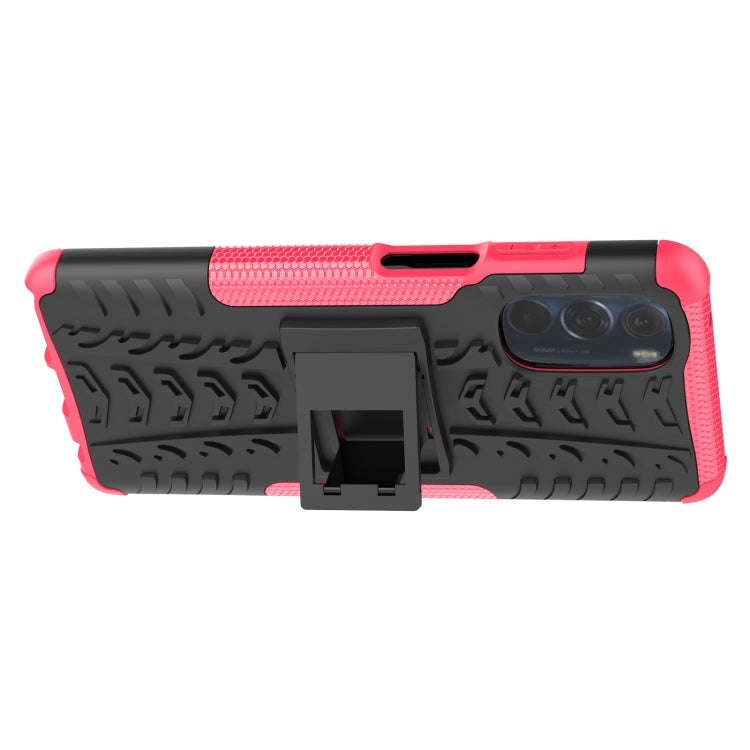 For Motorola Moto G Stylus 2022 4G Tire Texture TPU + PC Phone Case with Holder(Pink)