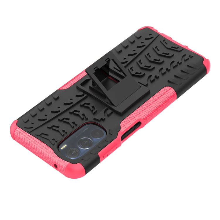 For Motorola Moto G Stylus 2022 4G Tire Texture TPU + PC Phone Case with Holder(Pink)