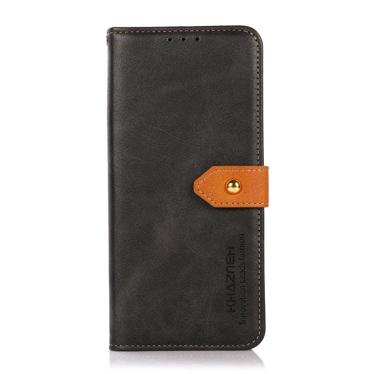 For Kyocera Android One S9 KHAZNEH Dual-color Cowhide Texture Flip Leather Phone Case(Black)