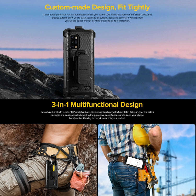 For Ulefone Armor X10 Pro Ulefone Back Clip Phone Case with Carabiner(Black)