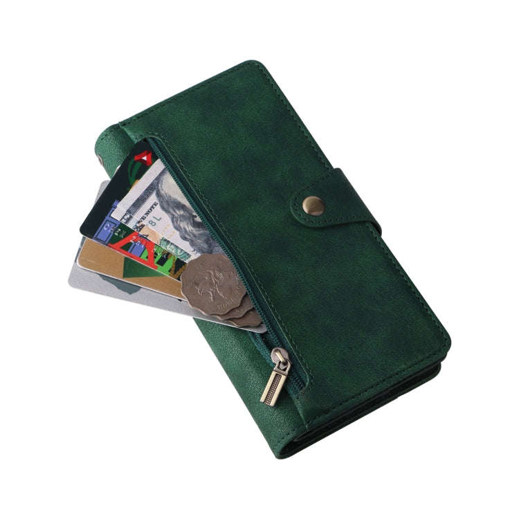For Google Pixel 6 Rivet Buckle 9 Cards Three Fold Leather Phone Case(Green)