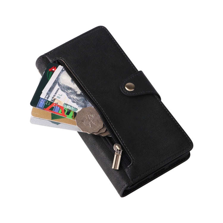 For Google Pixel 6 Pro Rivet Buckle 9 Cards Three Fold Leather Phone Case(Black)