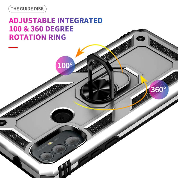 For Motorola Moto G Power (2022) Shockproof TPU + PC Phone Case with Holder(Silver)