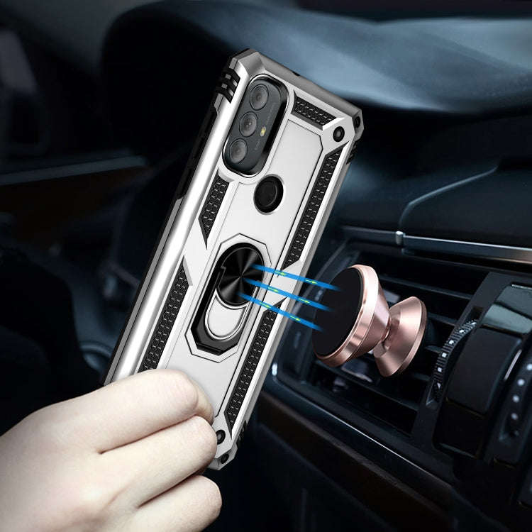 For Motorola Moto G Power (2022) Shockproof TPU + PC Phone Case with Holder(Silver)