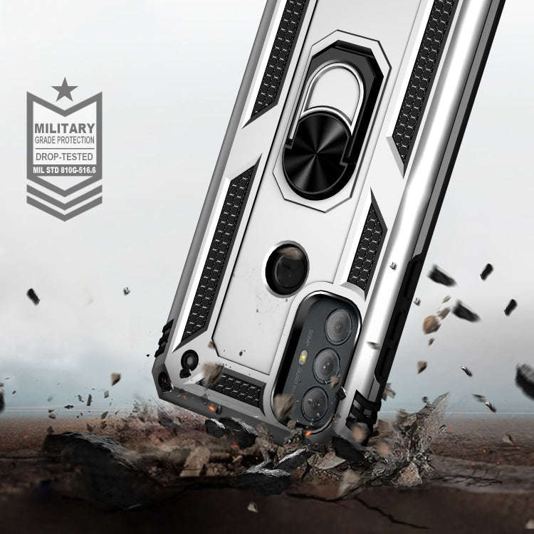 For Motorola Moto G Power (2022) Shockproof TPU + PC Phone Case with Holder(Silver)