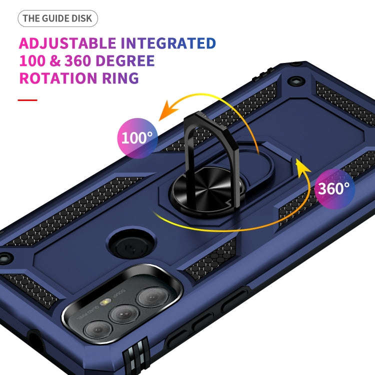 For Motorola Moto G Power (2022) Shockproof TPU + PC Phone Case with Holder(Blue)