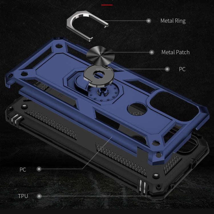 For Motorola Moto G Power (2022) Shockproof TPU + PC Phone Case with Holder(Blue)