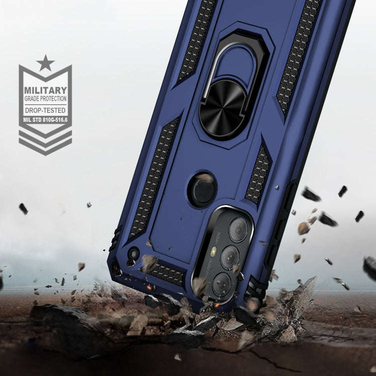 For Motorola Moto G Power (2022) Shockproof TPU + PC Phone Case with Holder(Blue)