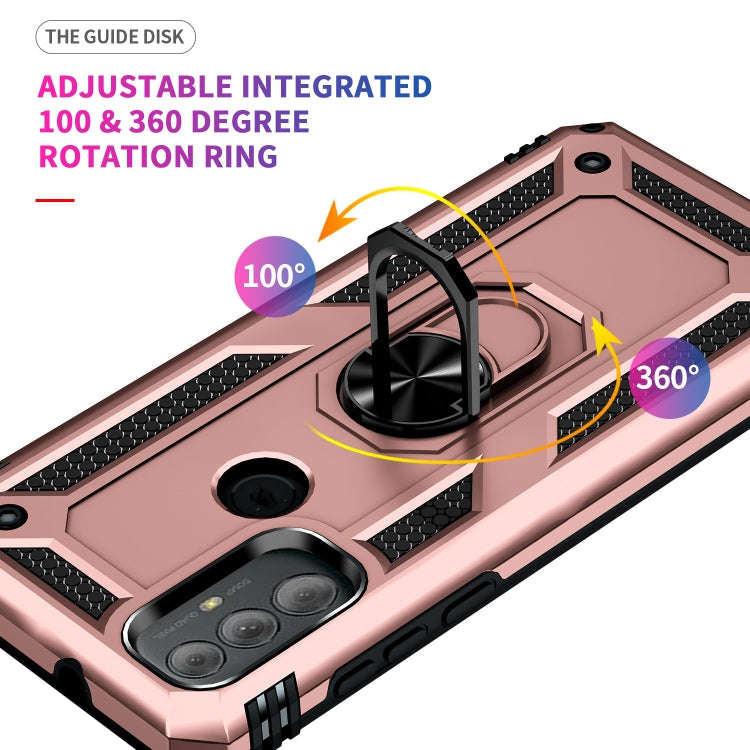 For Motorola Moto G Power (2022) Shockproof TPU + PC Phone Case with Holder(Rose Gold)