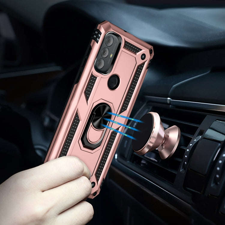 For Motorola Moto G Power (2022) Shockproof TPU + PC Phone Case with Holder(Rose Gold)