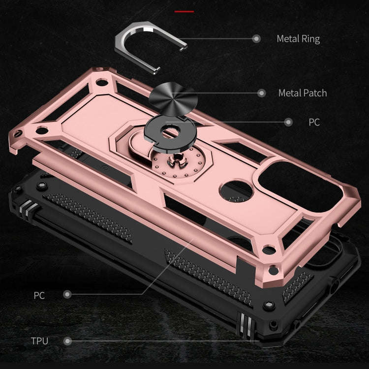 For Motorola Moto G Power (2022) Shockproof TPU + PC Phone Case with Holder(Rose Gold)