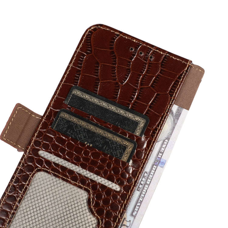 For Motorola Moto G22 Crocodile Top Layer Cowhide Leather Phone Case(Brown)