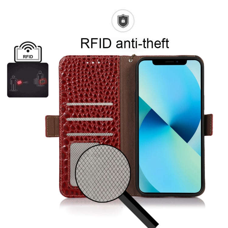 For Sony Xperia 1 IV Crocodile Top Layer Cowhide Leather Phone Case(Red)