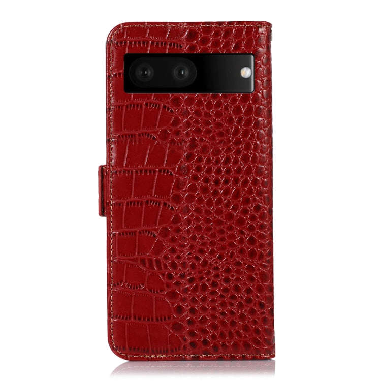For Google Pixel 7 5G Crocodile Top Layer Cowhide Leather Phone Case(Red)