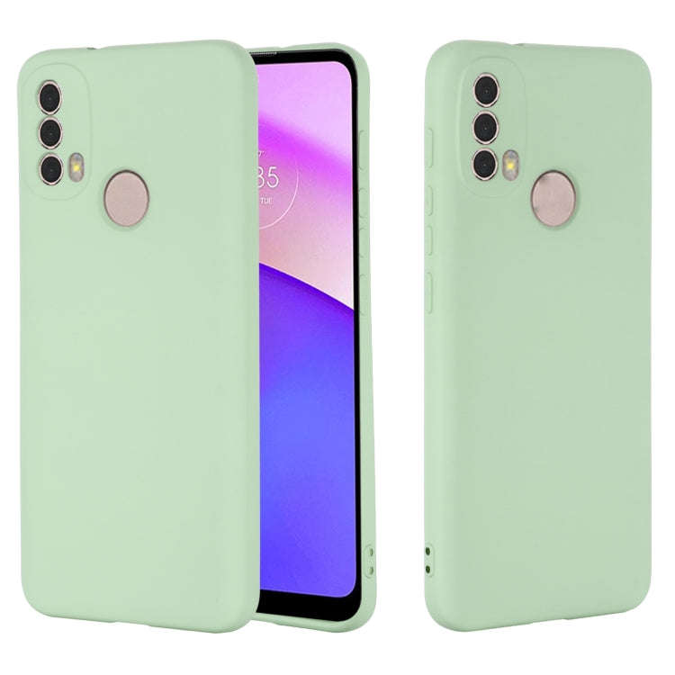 For Motorola Moto E20 / E30 / E40 Pure Color Liquid Silicone Shockproof Phone Case(Green)