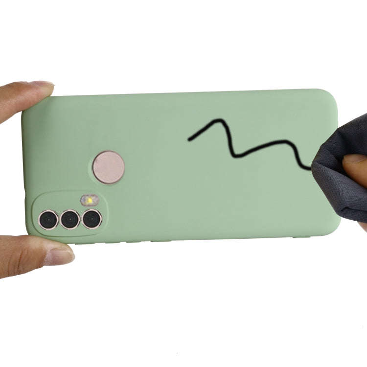 For Motorola Moto E20 / E30 / E40 Pure Color Liquid Silicone Shockproof Phone Case(Green)