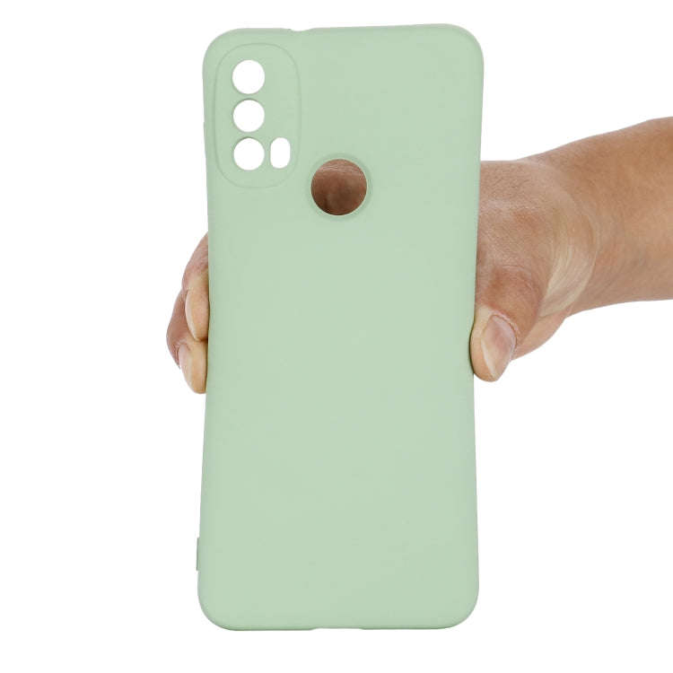 For Motorola Moto E20 / E30 / E40 Pure Color Liquid Silicone Shockproof Phone Case(Green)