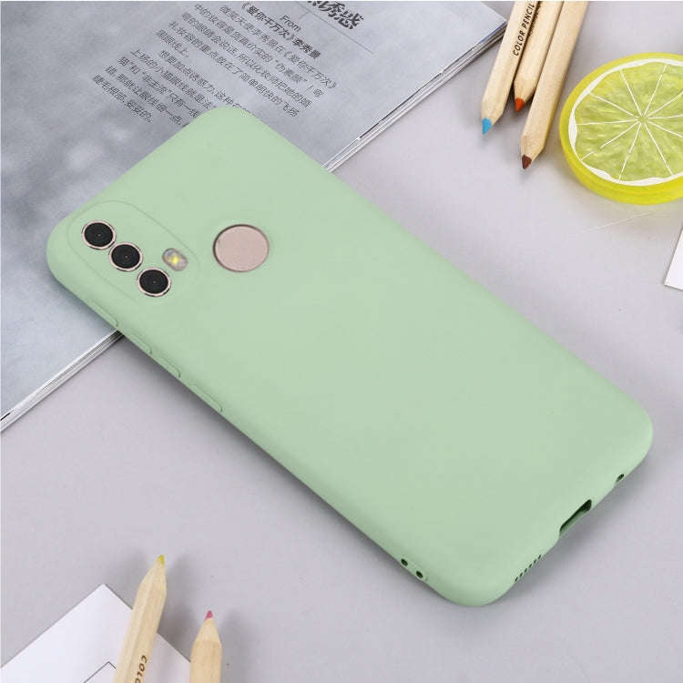 For Motorola Moto E20 / E30 / E40 Pure Color Liquid Silicone Shockproof Phone Case(Green)