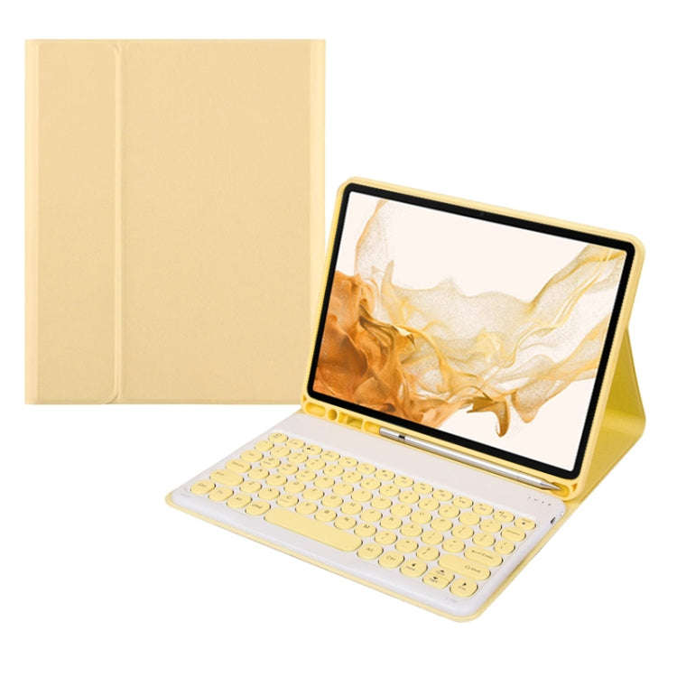 For Xiaomi Pad 6S Pro 12.4 2024 +X3 Candy Color Round Keys Bluetooth Keyboard Leather Case(Lemon ...