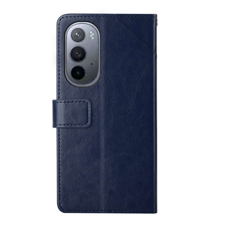 For Motorola Moto Edge X30 Y Stitching Horizontal Flip Leather Phone Case(Blue)