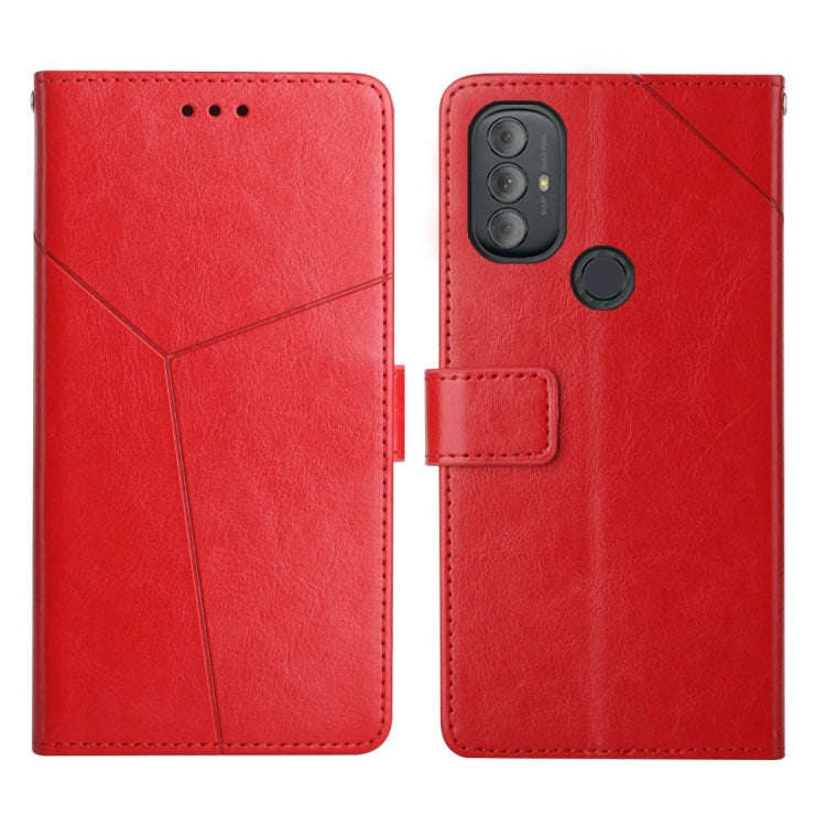 For Motorola Moto G Power 2022 Y Stitching Horizontal Flip Leather Phone Case(Red)