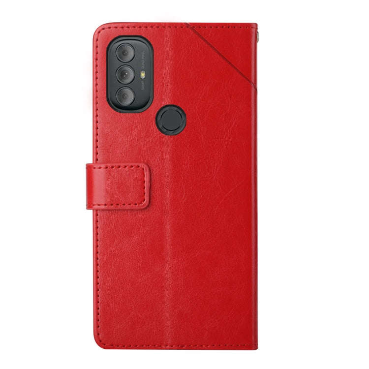 For Motorola Moto G Power 2022 Y Stitching Horizontal Flip Leather Phone Case(Red)