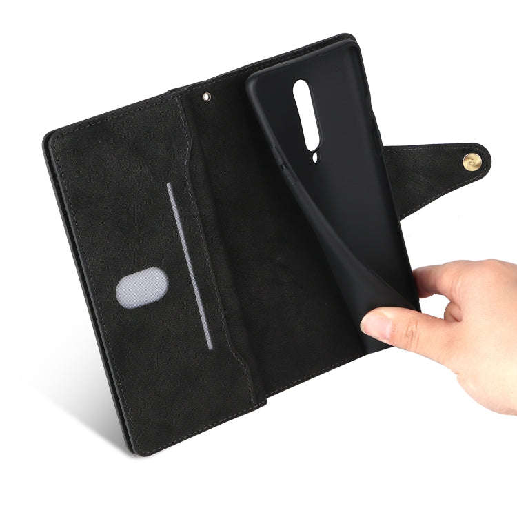 For OnePlus 8 Rivet Buckle 9 Cards Three Fold Leather Phone Case(Black)