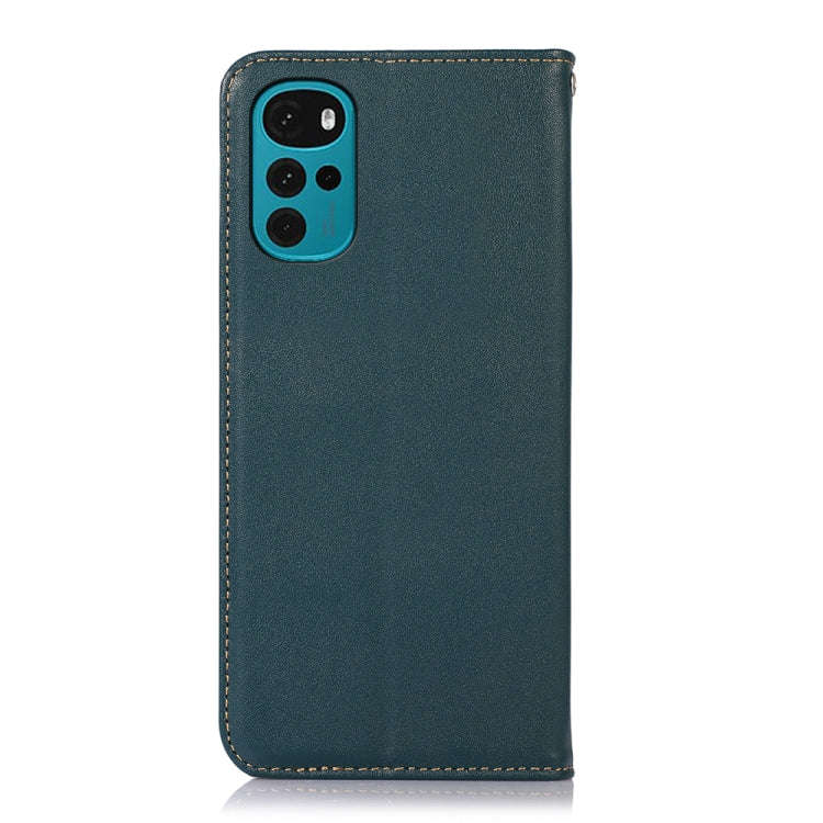 For Motorola Moto G22 KHAZNEH Nappa Top Layer Cowhide Leather Phone Case(Green)