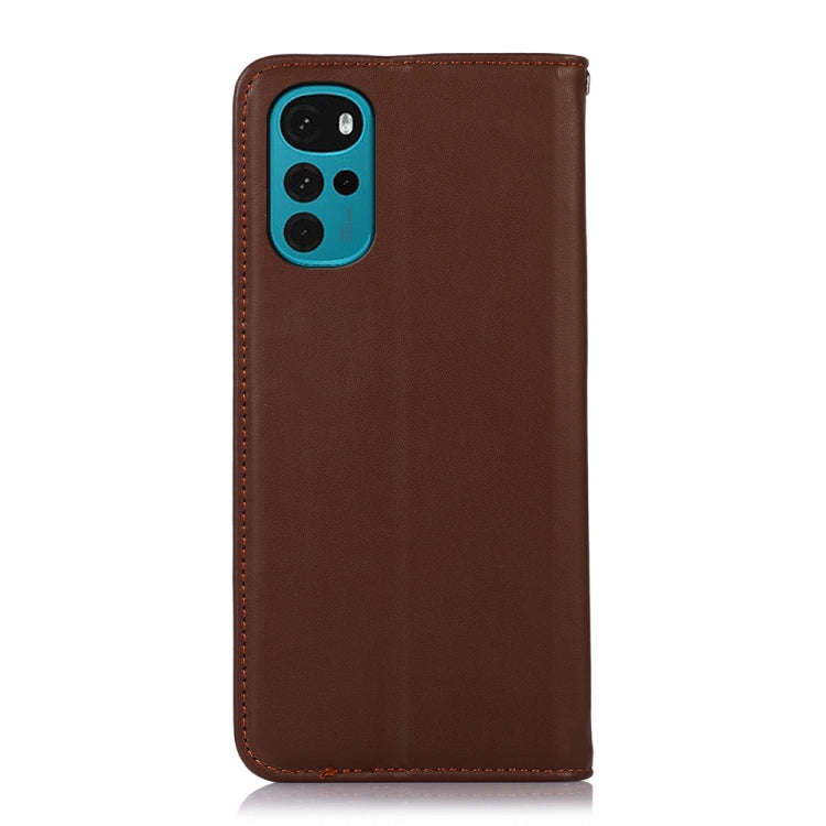 For Motorola Moto G22 KHAZNEH Nappa Top Layer Cowhide Leather Phone Case(Brown)