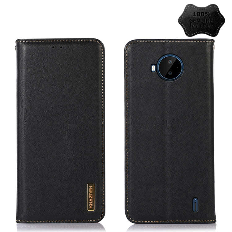 For Nokia C20 Plus KHAZNEH Nappa Top Layer Cowhide Leather Phone Case(Black)