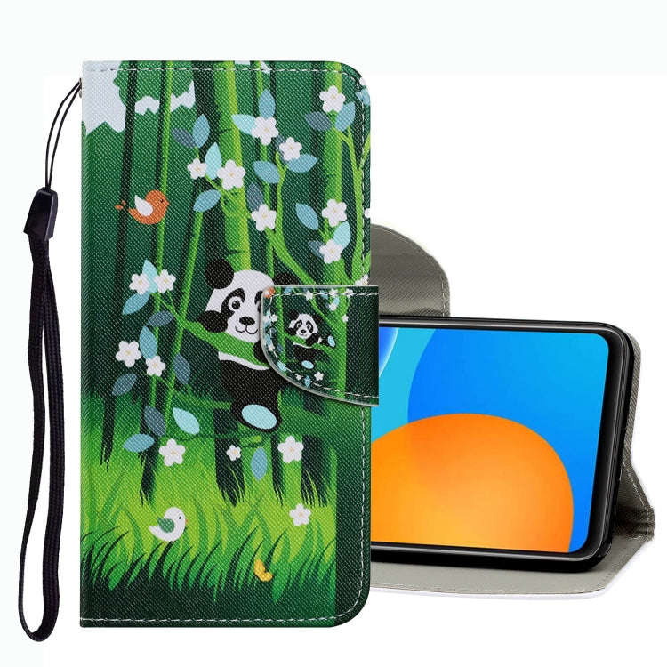 For Huawei P Smart 2021 Coloured Drawing Pattern Leather Phone Case(Panda)