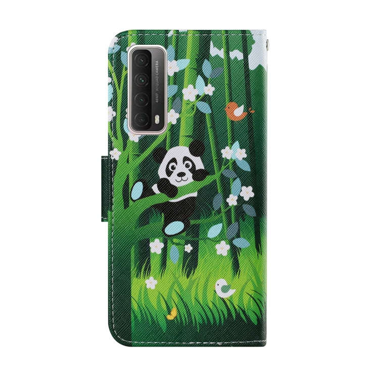 For Huawei P Smart 2021 Coloured Drawing Pattern Leather Phone Case(Panda)