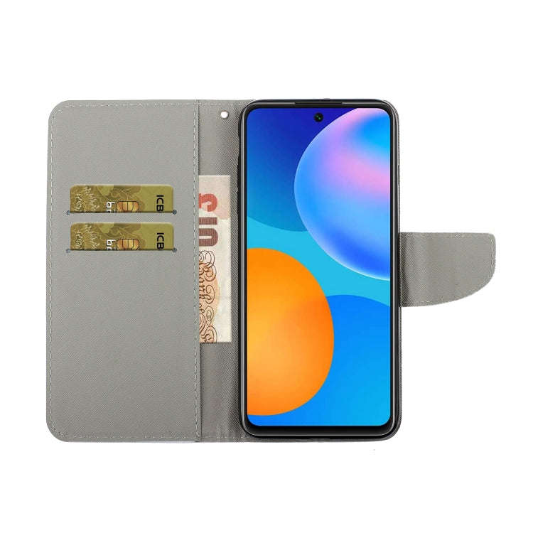 For Huawei P Smart 2021 Coloured Drawing Pattern Leather Phone Case(Panda)